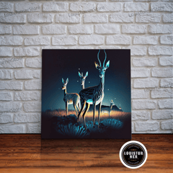 framed canvas ready to hang, plains of africa, wireframe impala deer, animal prints, framed canvas print, framed wall ar