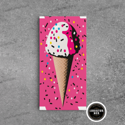 framed canvas ready to hang, pop art graffiti ice cream with sprinkles, framed canvas print, colorful wall art, paint sp