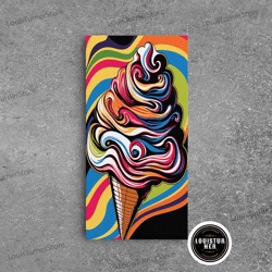 framed canvas ready to hang, pop art ice cream, psychedelic ice cream cone, framed canvas print, large wall art, wall de