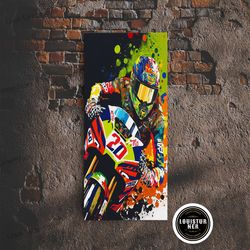 framed canvas ready to hang, pop art moto racer, motorcycle art, wpap style, framed canvas print, graffiti style motorcy