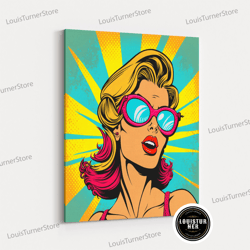 framed canvas ready to hang, pop art wall art, comic pop art woman, shock comic style, canvas print decor, woman wall ar