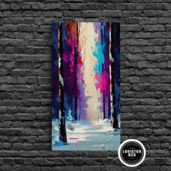 framed canvas ready to hang, pop art winter scene, framed canvas print, landscape painting, framed art, graffiti art, ca