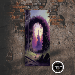 framed canvas ready to hang, portal to another world, purple fantasy art, watercolor, rpg concept art, framed canvas pri