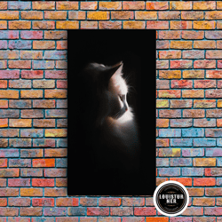 framed canvas ready to hang, portrait of a beautiful cat sitting in the sun, framed canvas print, cat art, cat photograp