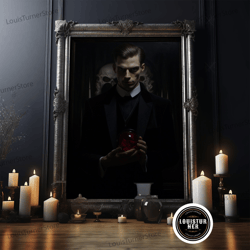 framed canvas ready to hang, portrait of a vampire lestat, framed canvas print, spooky halloween art