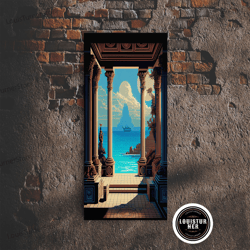 framed canvas ready to hang, retro style videogame art, pixel roman architecture art, 8 bit art, framed canvas print