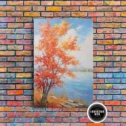 framed canvas ready to hang, river wall art, fall art, trees wall art, landscape art, sunset wall art, canvas print, wal