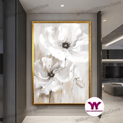 high quality decorative wall art, white flower woman, woman in flower dress, flower canvas print, floral art, sexy woman