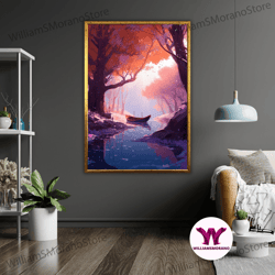 high quality decorative wall art, ford mustang watercolor art canvas print, ready to hang, framed automotive wall decor