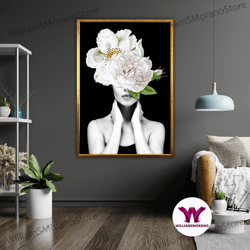 high quality decorative wall art, woman wearing jewelry art canvas, fashionable wall decor, glamorous wall art, statemen