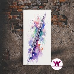 decorative wall art, flute wall art, instrument print, graffiti art, framed canvas print, cool studio wall decor, music