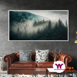 Decorative Wall Art, Foggy Forest Wall Art, Relaxing Art, Zen Art, Framed Canvas Print, Foggy Landscape, Trendy Decor