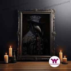 decorative wall art, gothic plague doctor print, vintage canvas, art canvas print, dark academia, gothic plague doctor,