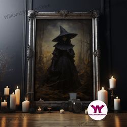 decorative wall art, gothic witch art, framed halloween canvas, canvas print, spooky halloween wall art, halloween decor