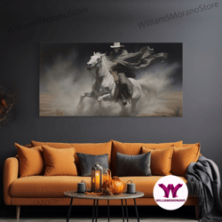 decorative wall art, grim reaper art, death rides a pale horse, framed canvas print, cowboy grim reaper, spooky hallowee