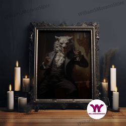 decorative wall art, halloween wall art, this werewolf is here to party, funny halloween decor, vintage halloween, gothi