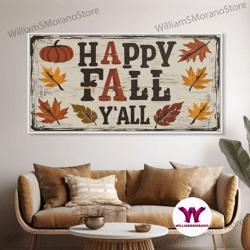 decorative wall art, happy fall y'all typography art, modern farmhouse wall decor, dining room wall sign kitchen decor l