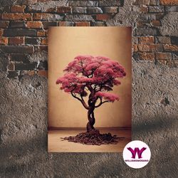 decorative wall art, japanese maple tree, framed canvas print, ready to hang framed wall art, living room wall hanging,