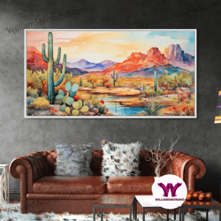 decorative wall art, minimalist boho wall art, pastel desert print, framed canvas art, unique wall art, minimalist mcm s