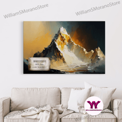 decorative wall art, mount everest, himalayas, wall art, original mountain painting print, travel poster