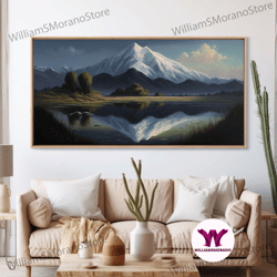 Decorative Wall Art, Mount Rainier, Framed Canvas Print, Mountain Landscape Painting Print, Wall Decor, Living Room Art