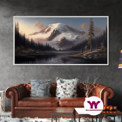 Decorative Wall Art, Mountain Canvas Print Wall Art, Mountain Landscape Painting, Mount Rainier, Washington Mountains, T