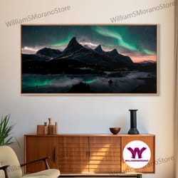 decorative wall art, northern lights fine art canvas print, aurora wall art , landscape print, aurora painting, aurora b