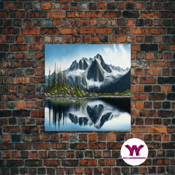 decorative wall art, pine tree forest, winter art, framed canvas print, framed wall art, living room above sofa art