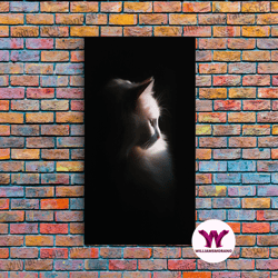 Decorative Wall Art, Portrait Of A Beautiful Cat Sitting In The Sun, Framed Canvas Print, Cat Art, Cat Photography, Cat