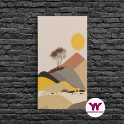 decorative wall art, pueblo style boho desert art, framed canvas print, minimalist landscape painting