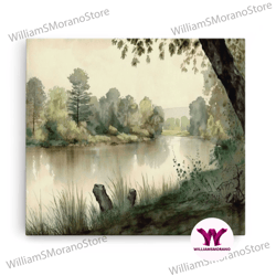 decorative wall art, retro rustic boho style vintage landscape wall art canvas print, sketch natural framed large galler