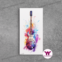 decorative wall art, rock n roll art, classic electric guitar print, studio gift, musician gift, music wall art, framed