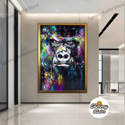 decorative wall art, decorate the living room, bedroom and workplace, monkey canvas painting, monkey poster, modern wall