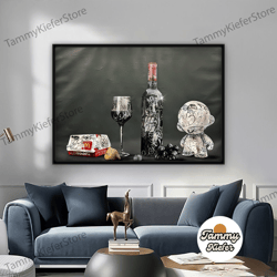 decorative wall art, decorate the living room, bedroom and workplace, wine canvas painting, wine glass painting, alcohol