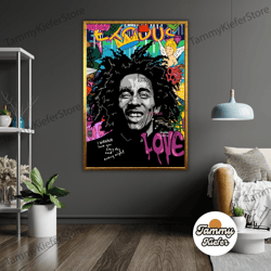 decorative wall art, decorate the living room, bedroom and workplace, bob marley pop art canvas print, ready to hang, ho