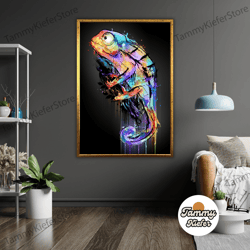 decorative wall art, decorate the living room, bedroom and workplace, chameleon surreal canvas print, ready to hang, fra
