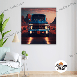 decorative wall art, decorate the living room, bedroom and workplace, chevrolet c10 truck canvas print, classic car wall