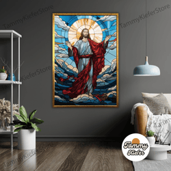 decorative wall art, decorate the living room, bedroom and workplace, jesus christ stained glass art canvas print, relig