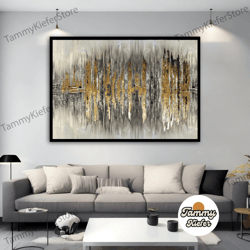 decorative wall art, decorate the living room, bedroom and workplace, abstract gold canvas, black and gold abstract wall