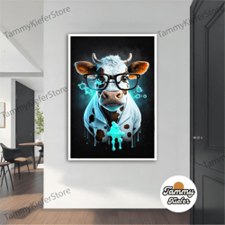 decorative wall art, decorate the living room, bedroom and workplace, doctor cow canvas painting, doctor cow poster, doc