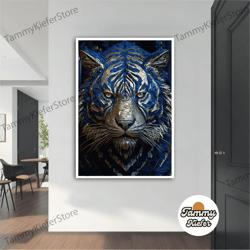 decorative wall art, decorate the living room, bedroom and workplace, gold tiger canvas painting, gold tiger poster, gol
