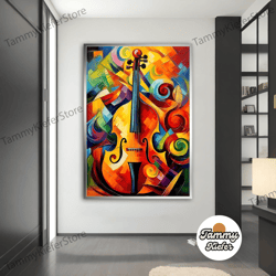 decorative wall art, decorate the living room, bedroom and workplace, violin canvas wall art, patterned violin wall deco