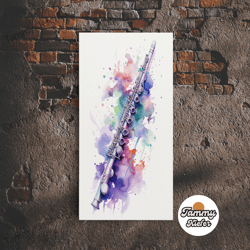 high quality decorative wall art, flute wall art, instrument print, graffiti art, framed canvas print, cool studio wall