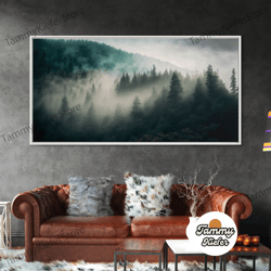 High Quality Decorative Wall Art, Foggy Forest Wall Art, Relaxing Art, Zen Art, Framed Canvas Print, Foggy Landscape, Tr