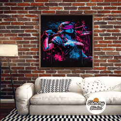 high quality decorative wall art, graffiti art, lady justice, vaporwave cyberpunk justice is blind, fine art poster prin