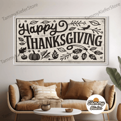 high quality decorative wall art, happy thanksgiving modern farmhouse sign, dining room wall sign kitchen decor large fr