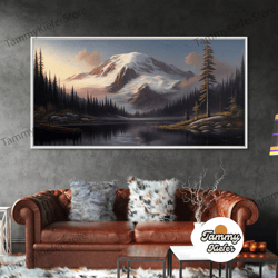 High Quality Decorative Wall Art, Mountain Canvas Print Wall Art, Mountain Landscape Painting, Mount Rainier, Washington