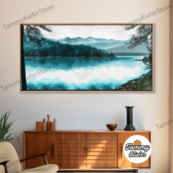 High Quality Decorative Wall Art, Mountain Lake, Watercolor Landscape Painting Canvas Print - Ready To Hang Large Galler