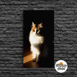 high quality decorative wall art, portrait of a calico cat, framed canvas print, cat art, cat photography, cat wall art