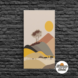 high quality decorative wall art, pueblo style boho desert art, framed canvas print, minimalist landscape painting